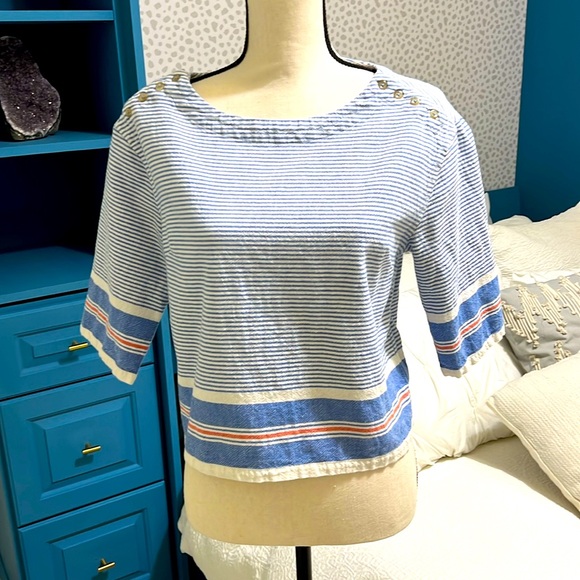 Maeve Anthropologie blue/orange sailor top - Picture 3 of 8